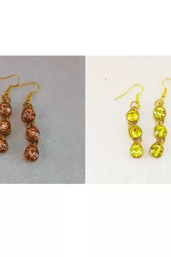 Size-free brass multi stone stud hasli combo