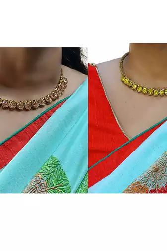 Size-free brass multi stone stud hasli combo