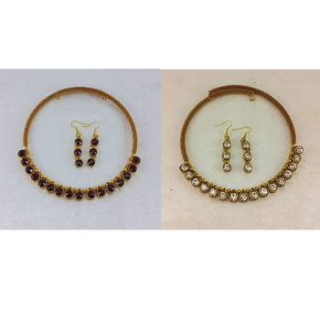 Size-free brass multi stone stud hasli combo 1