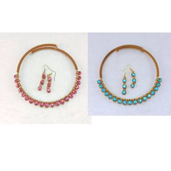 Size-free brass multi stone stud hasli combo 1