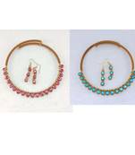 Size-free brass multi stone stud hasli combo