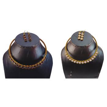 Size-free brass multi stone stud hasli combo 3