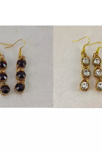Size-free brass multi stone stud hasli combo