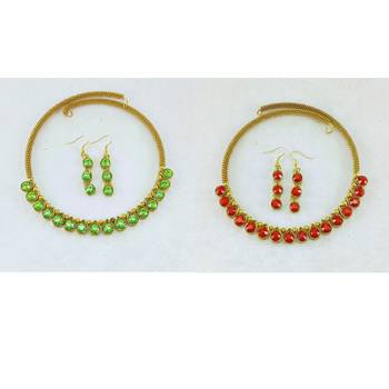Size-free brass multi stone stud hasli combo 1