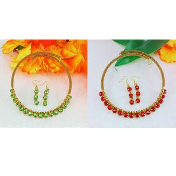 Size-free brass multi stone stud hasli combo 2