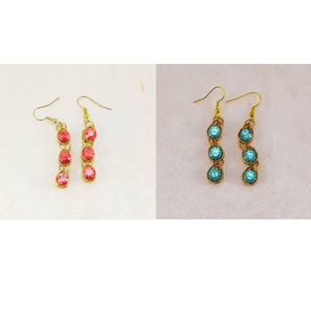 Size-free brass multi stone stud hasli combo 4