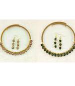 Size-free brass multi stone stud hasli combo