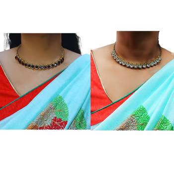 Size-free brass multi stone stud hasli combo 5