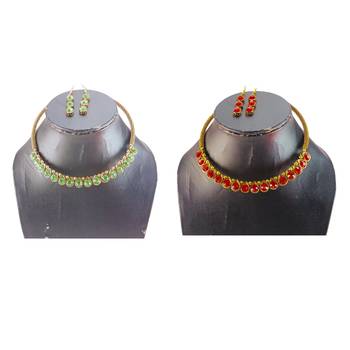 Size-free brass multi stone stud hasli combo 3