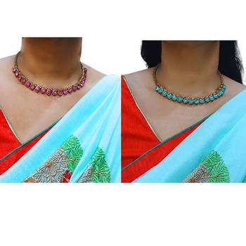 Size-free brass multi stone stud hasli combo 5