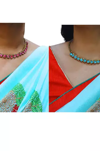 Size-free brass multi stone stud hasli combo