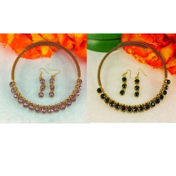 Size-free brass multi stone stud hasli combo 2