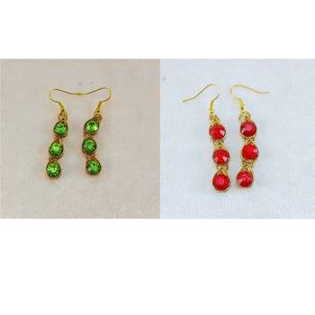 Size-free brass multi stone stud hasli combo 4