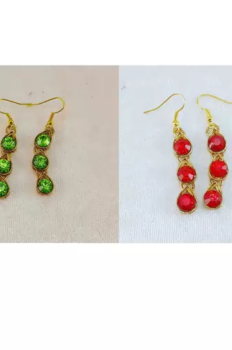 Size-free brass multi stone stud hasli combo