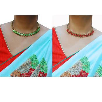 Size-free brass multi stone stud hasli combo 5