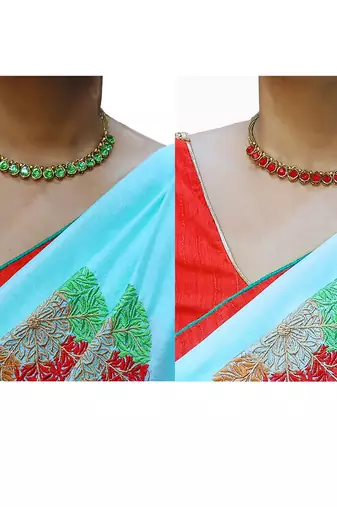 Size-free brass multi stone stud hasli combo