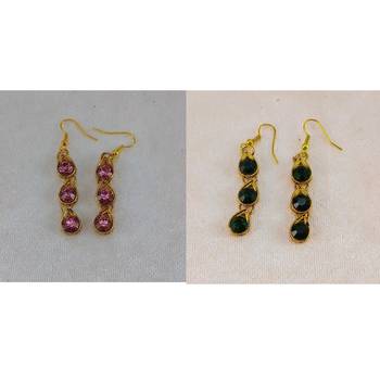 Size-free brass multi stone stud hasli combo 4