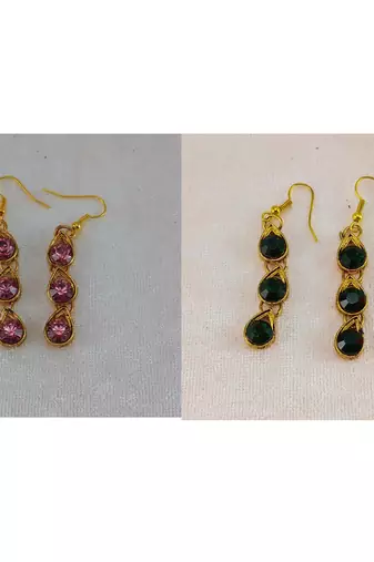 Size-free brass multi stone stud hasli combo