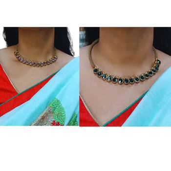 Size-free brass multi stone stud hasli combo 5