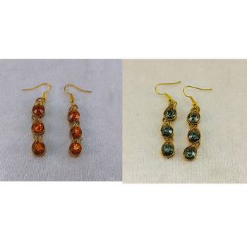 Size-free brass multi stone stud hasli combo 4