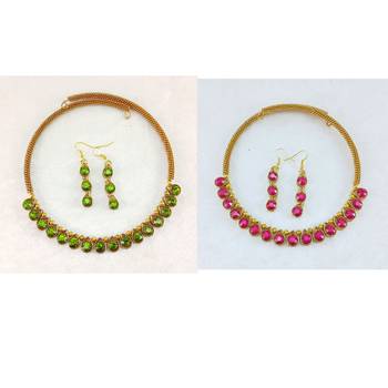 Size-free brass multi stone stud hasli combo 1