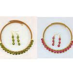 Size-free brass multi stone stud hasli combo