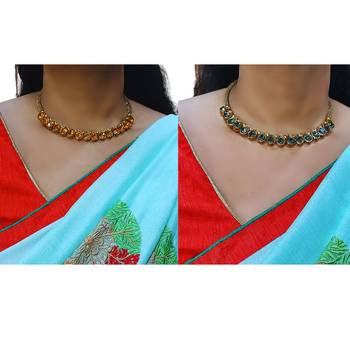 Size-free brass multi stone stud hasli combo 5