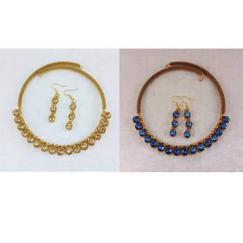 Size-free brass multi stone stud hasli combo 1