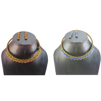 Size-free brass multi stone stud hasli combo 3