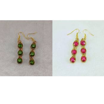 Size-free brass multi stone stud hasli combo 4