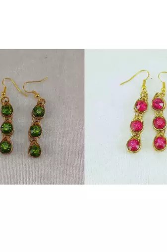 Size-free brass multi stone stud hasli combo