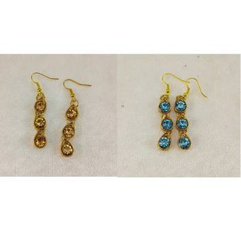 Size-free brass multi stone stud hasli combo 4