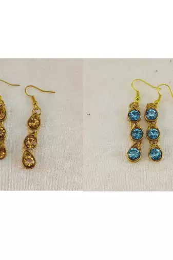 Size-free brass multi stone stud hasli combo