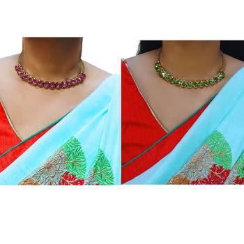 Size-free brass multi stone stud hasli combo 5