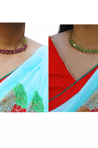 Size-free brass multi stone stud hasli combo