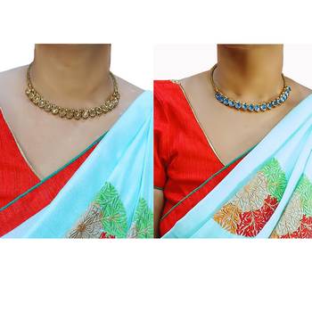 Size-free brass multi stone stud hasli combo 5
