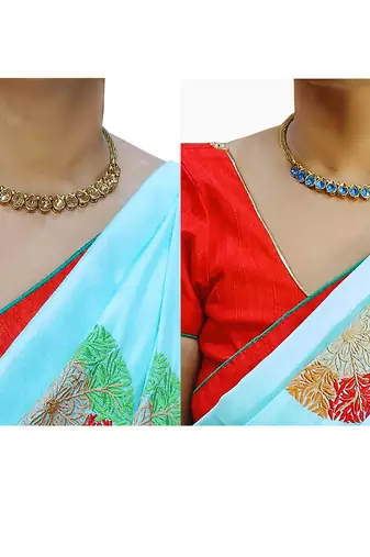 Size-free brass multi stone stud hasli combo