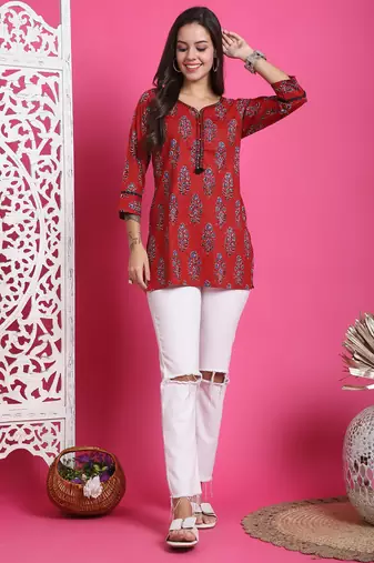 women's pure cotton jaipuri printed tunic
