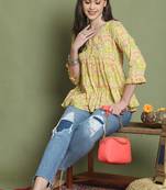 women's pure cotton jaipuri printed short top