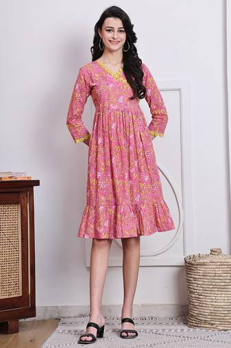 women's cotton jaipuri printed western dress
