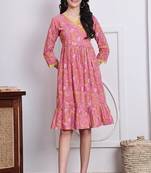 women's cotton jaipuri printed western dress