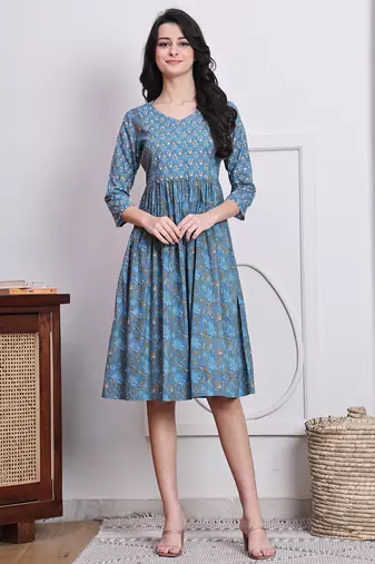 women's cotton jaipuri printed western dress
