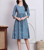 women's cotton jaipuri printed western dress