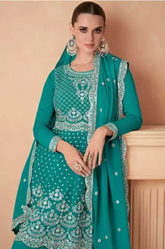 Rama Green georgette sharara suits