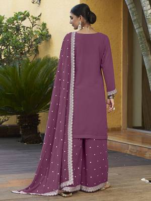Dust Pink Georgette Embroidered Designer Sharara Suit 2