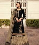 Black georgette semi stitched embroidered wedding suits