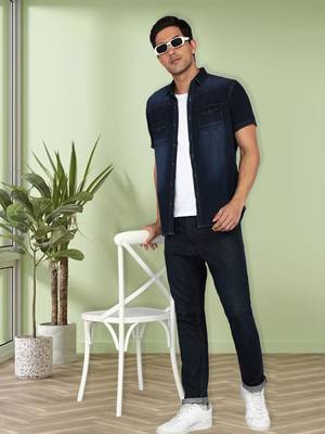 Men's denim double pocket casual shirt | half sleeves shirt for men 3