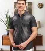 Men's double pocket half sleeve denim shirt | western denim shirt for men