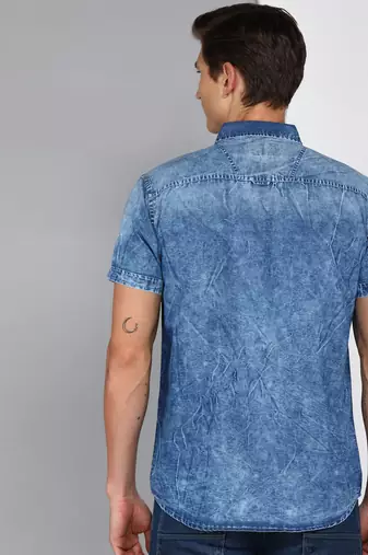 Men's denim double pocket casual shirt | half sleeves shirt for men
