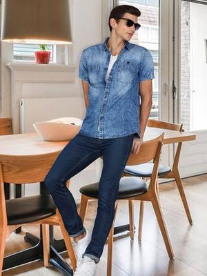 Men's denim double pocket casual shirt | half sleeves shirt for men 3